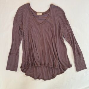 ALTAR’D STATE WOMEN’S WAFFLE SWING KNIT TOP - PURPLE SIZE XS